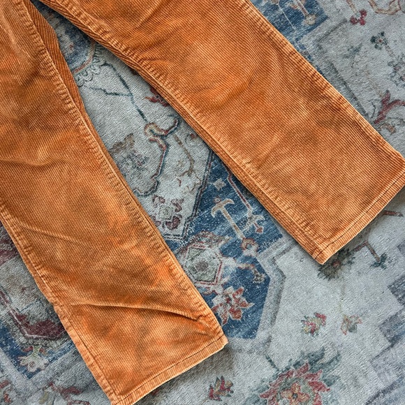 Universal Thread Bleached Corduroy Jeans Pants Rustic Orange Bootcut Wide Leg - Picture 14 of 16